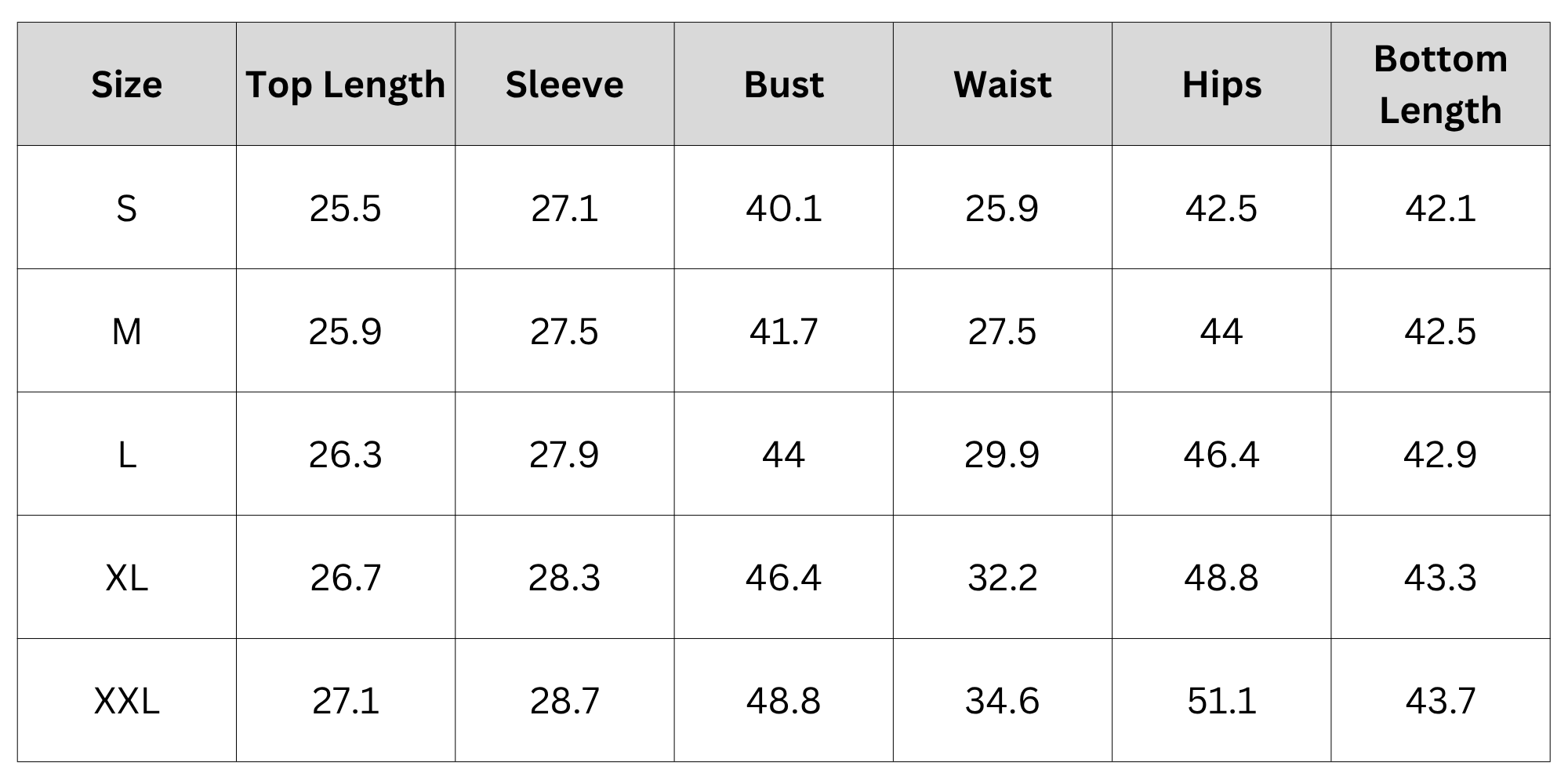 Size Chart
