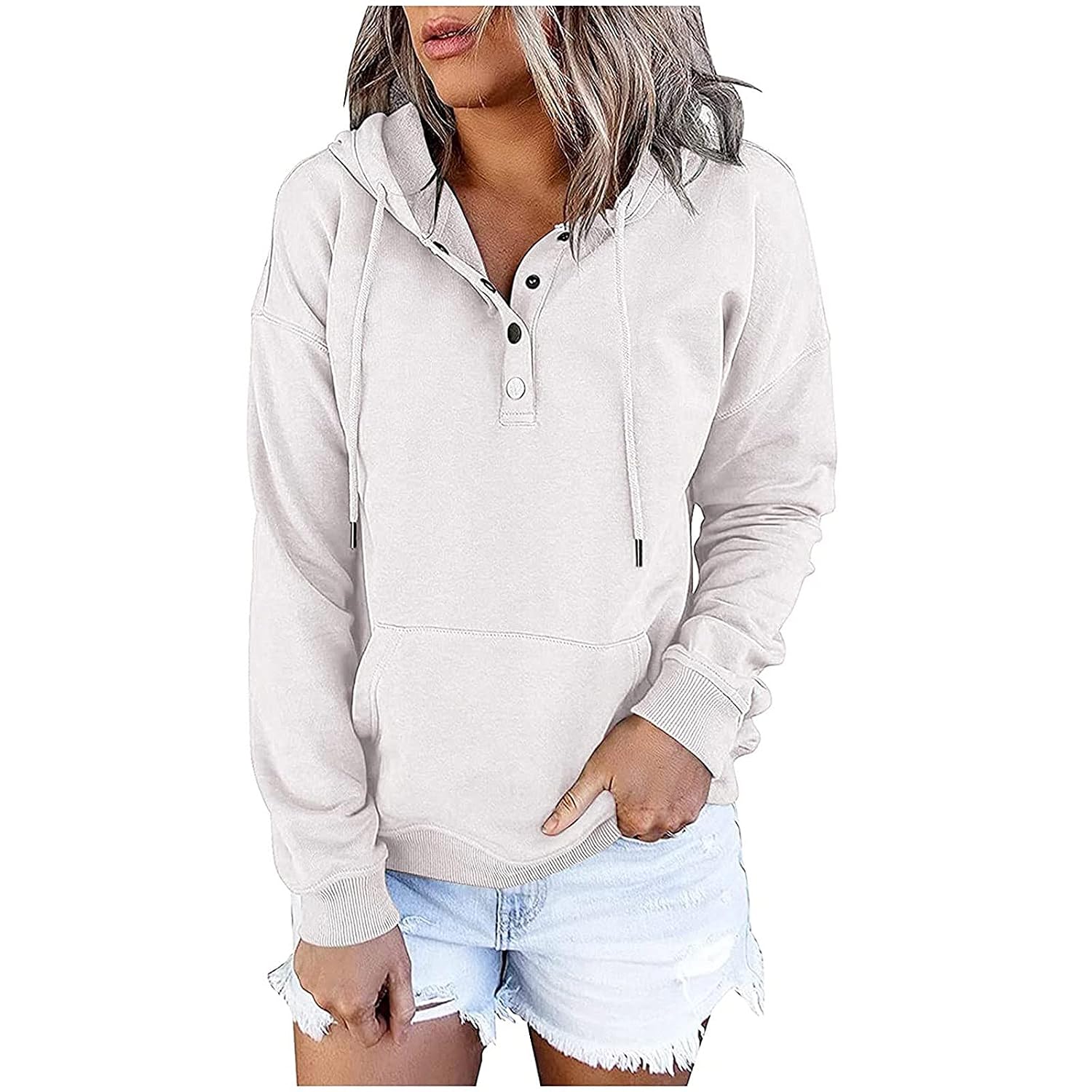 Casual Drawstring Hoodie With Long Sleeves For Women