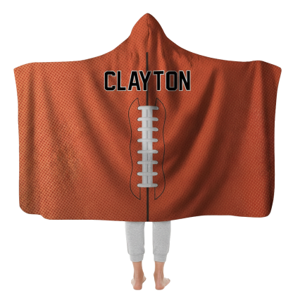 Custom Football Hooded Blanket With Name And Team Design For Sports Fans