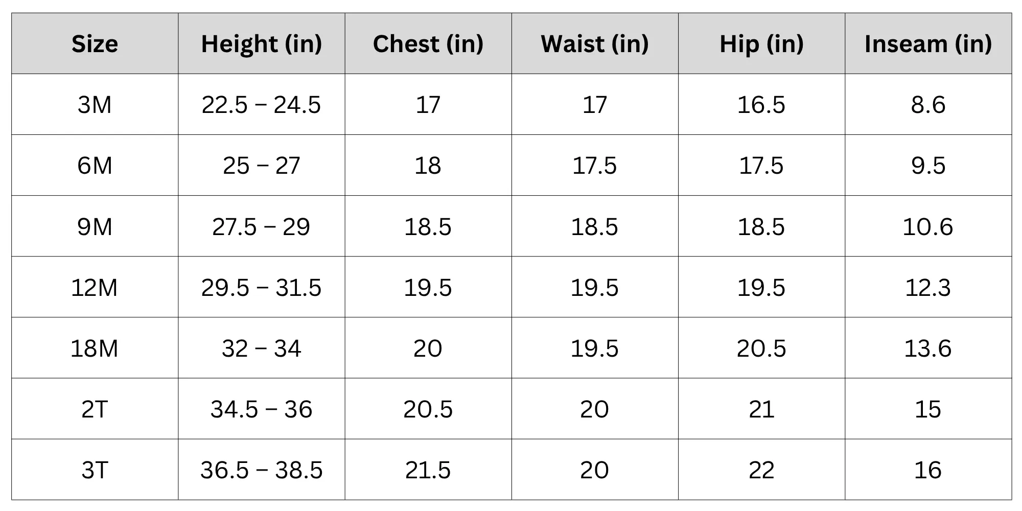 Size Chart