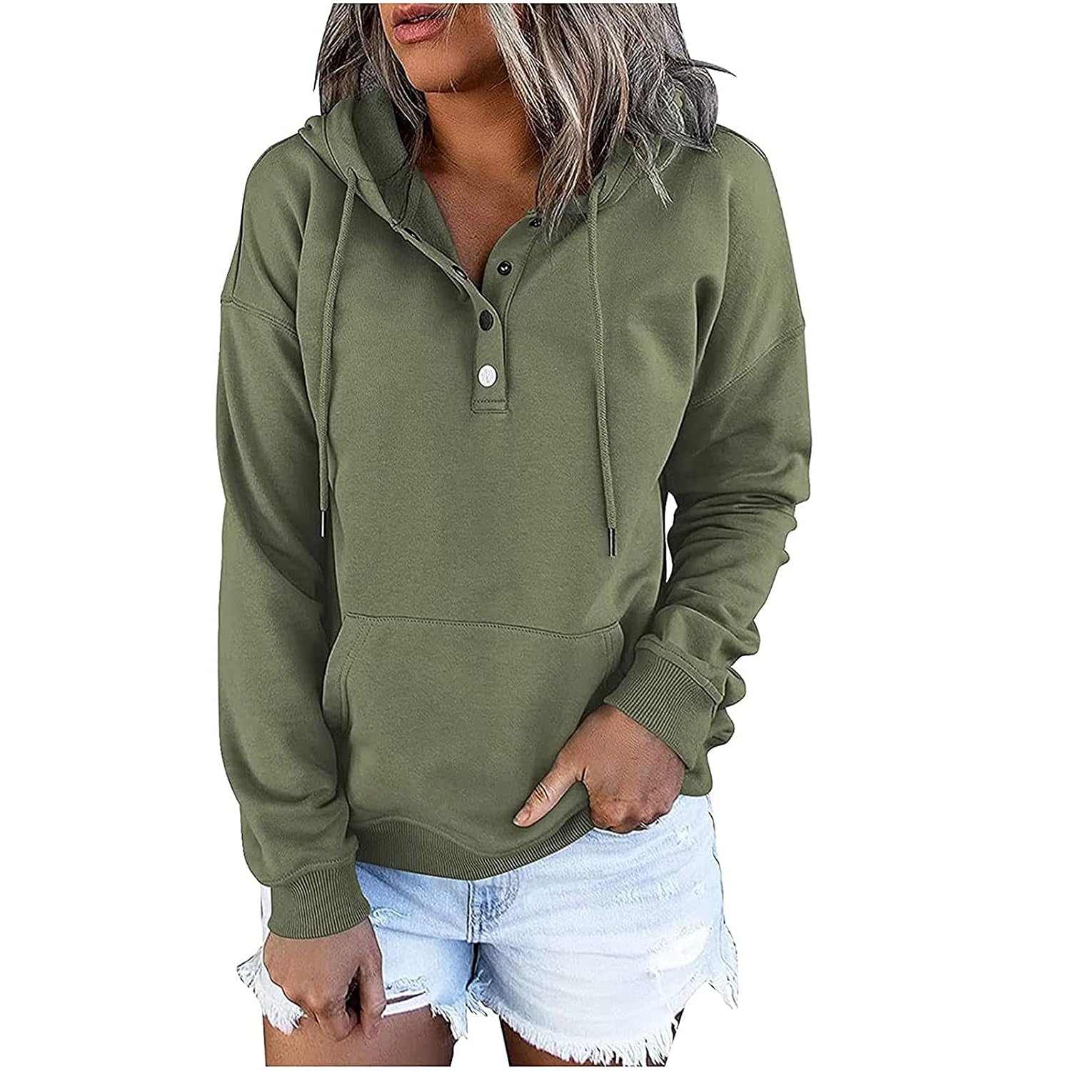 Casual Drawstring Hoodie With Long Sleeves For Women