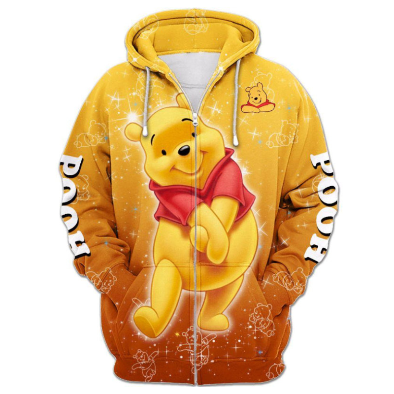 Adorable Winnie The Pooh Zip Up Hoodie