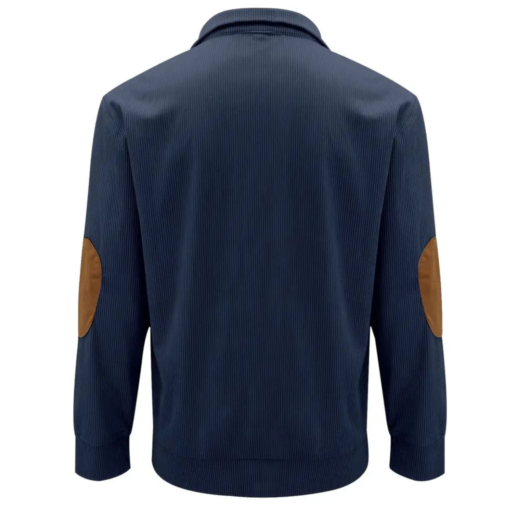 Casual Corduroy Textured Sweatshirt With Button Front