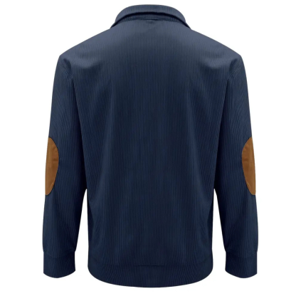 Casual Corduroy Textured Sweatshirt With Button Front