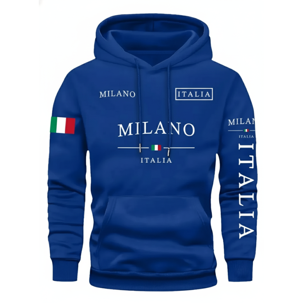 Milan Flag Inspired Geometric Print Hoodies For Couples
