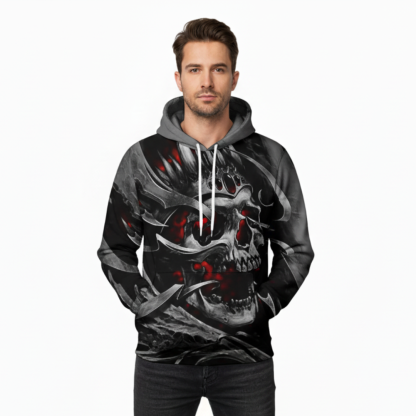 Mens Intimidating Casual Pullover Hoodie For Halloween