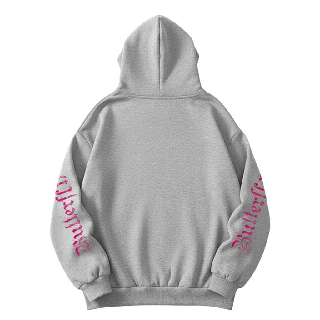 Casual Butterfly Printed Drawstring Hoodie For Women