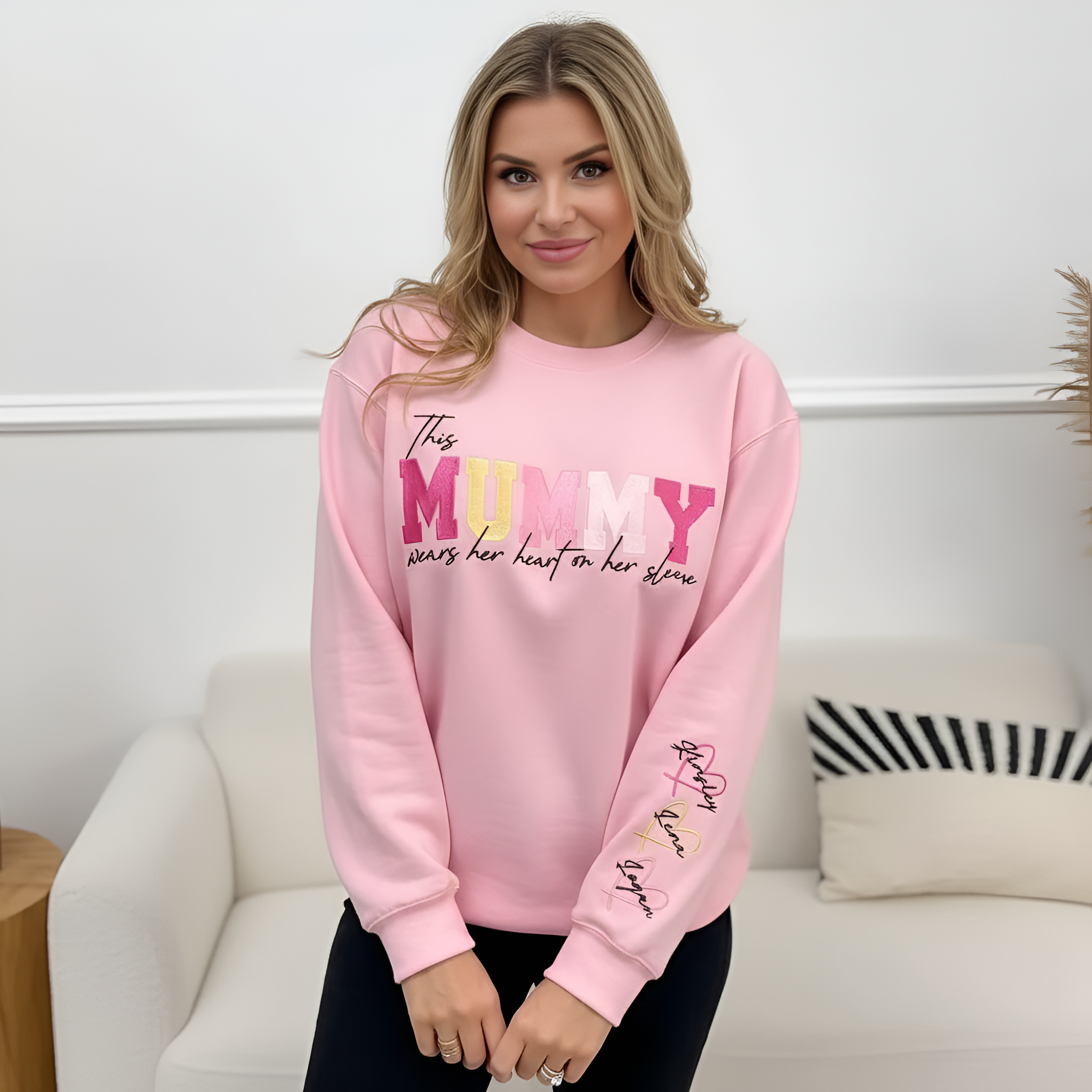 Personalized Name Sleeve Embroidered Sweatshirt For Mum And Grandma