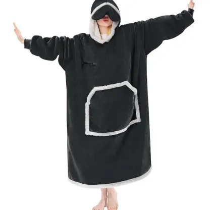 Eyemask Sleeping Oversized Long Wearable Blanket Hoodie for Adult One Size