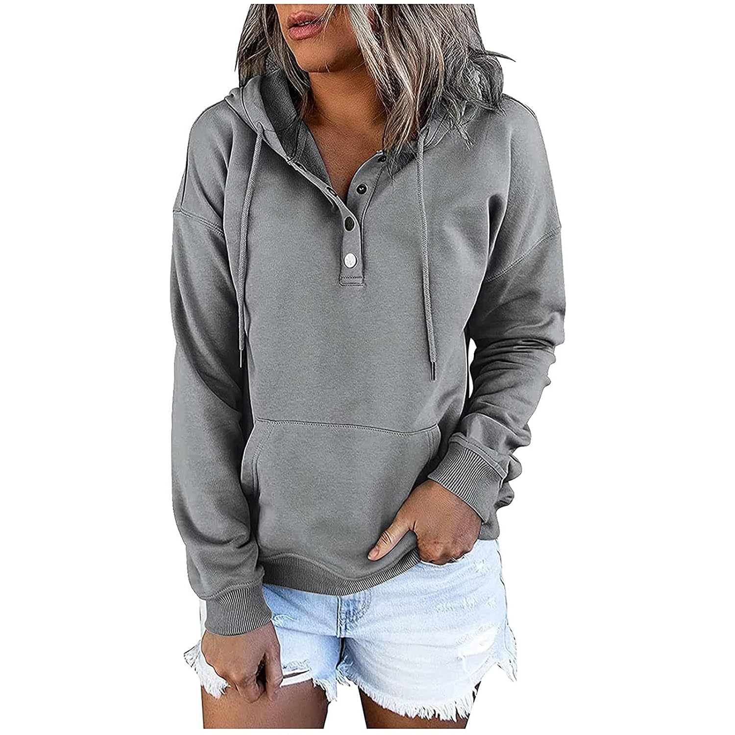 Casual Drawstring Hoodie With Long Sleeves For Women