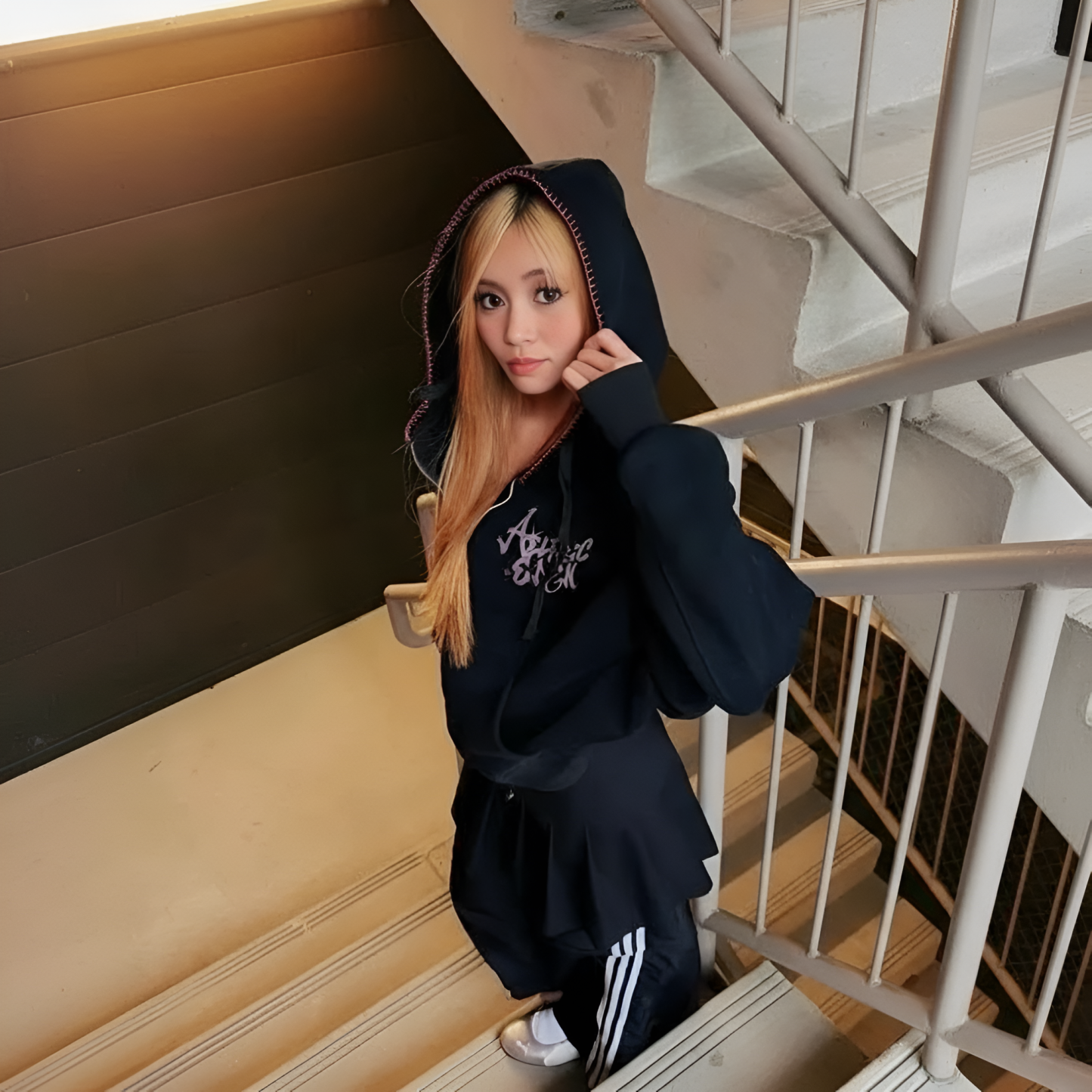 Goth Style Zip Hoodie With Spider And Cherry Print