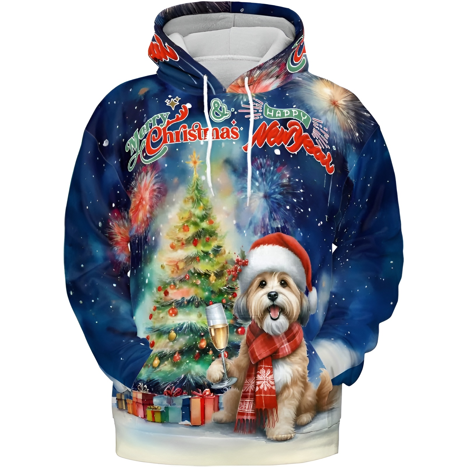 Christmas New Year Santa Dog Holiday Hoodie
