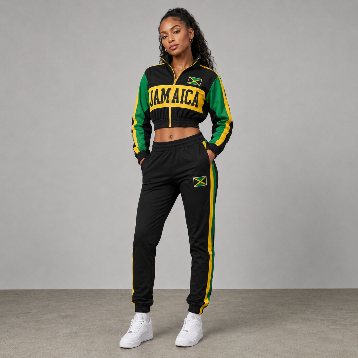 World Cup 2026 Themed Jamaica Football Fan Sweatshirt And Jogger Set