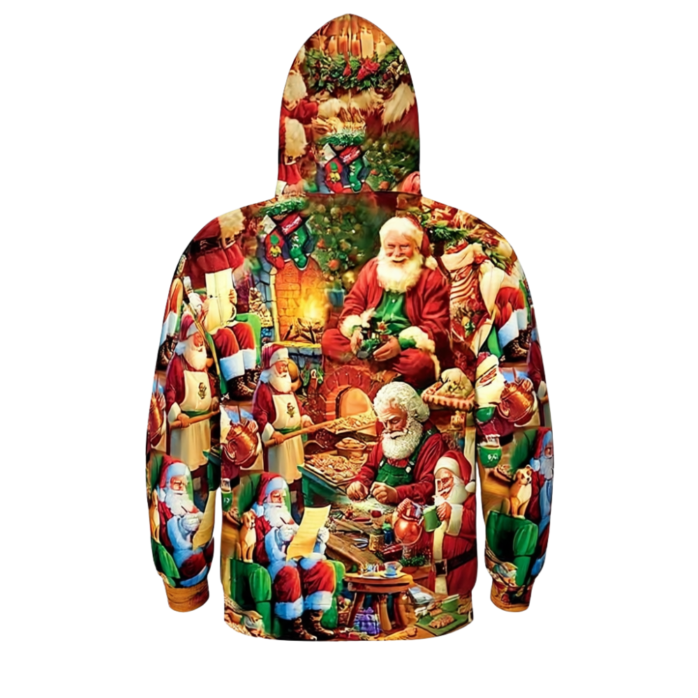 All Over Santa Costume Print Hoodie With Pocket