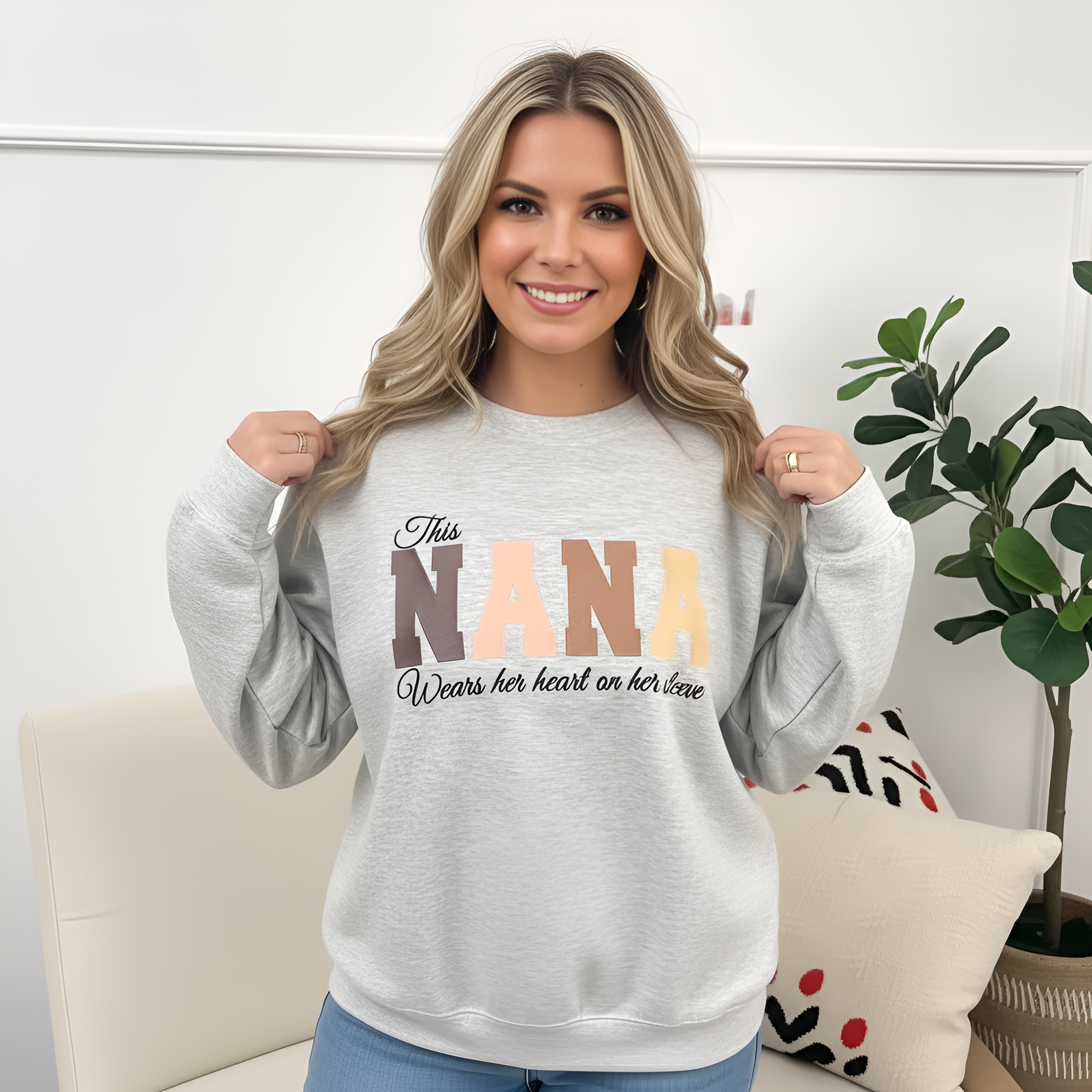 Personalized Name Sleeve Embroidered Sweatshirt For Mum And Grandma