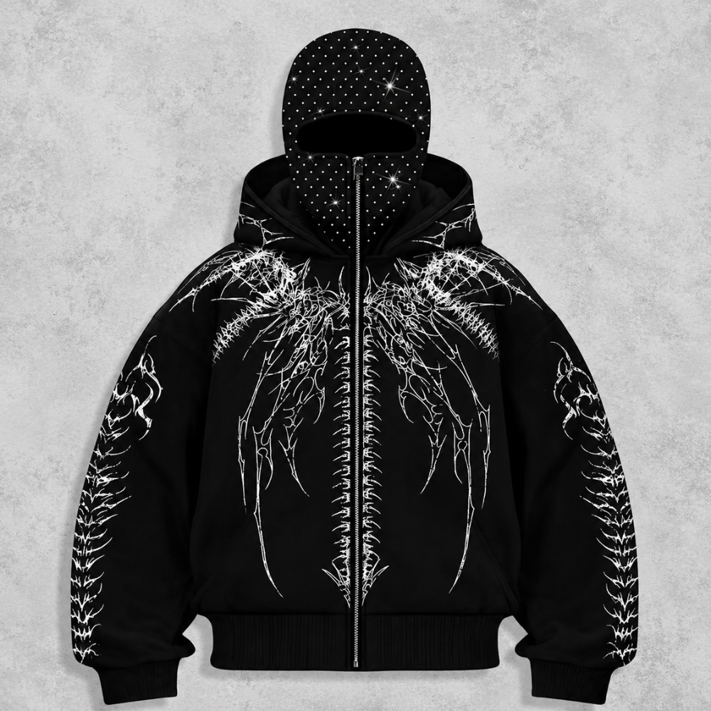 Mens Rhinestone Windproof Hat With Zipper Pockets For Winter
