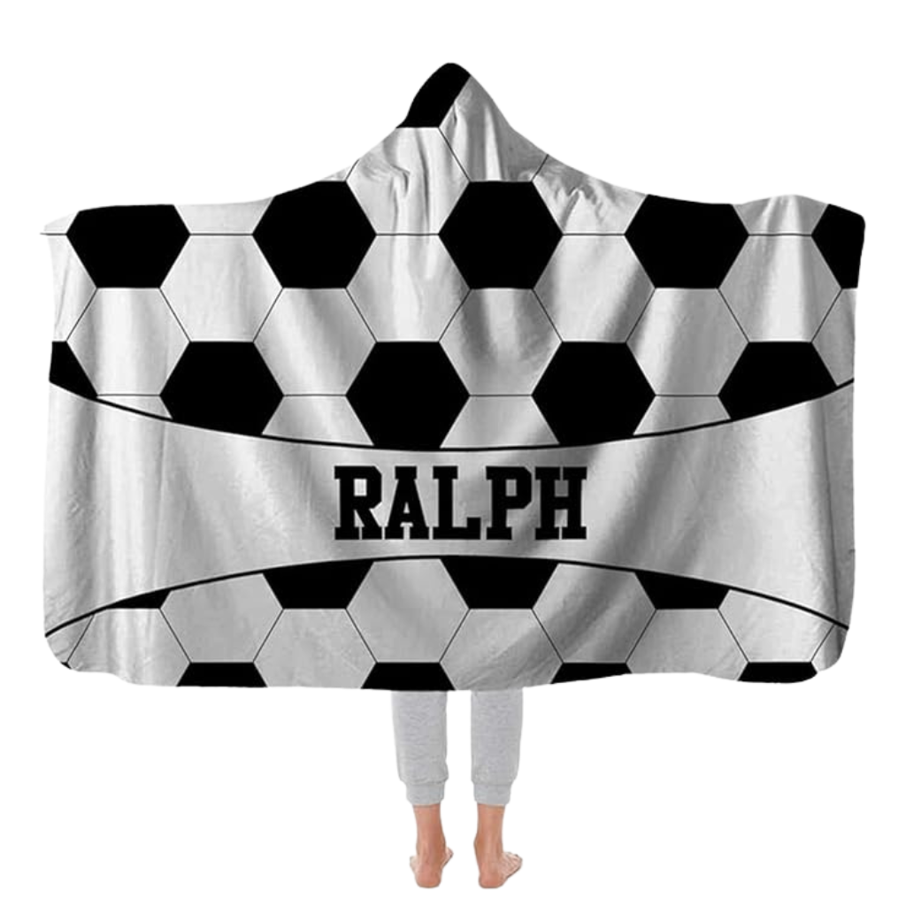 Custom Football Hooded Blanket With Name And Team Design For Sports Fans