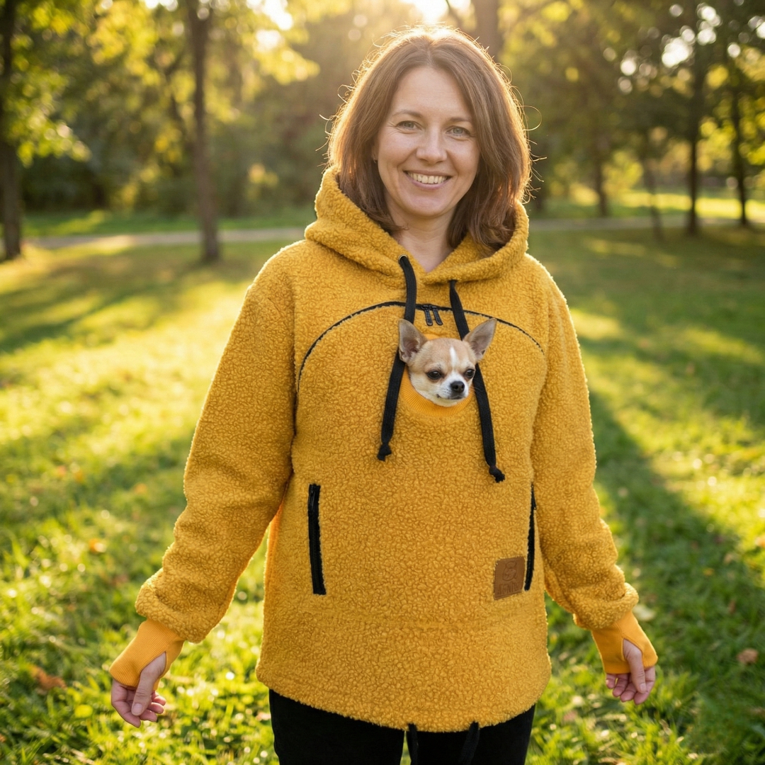 Emerald Bouclé Pet Hoodie Carrier With Pocket