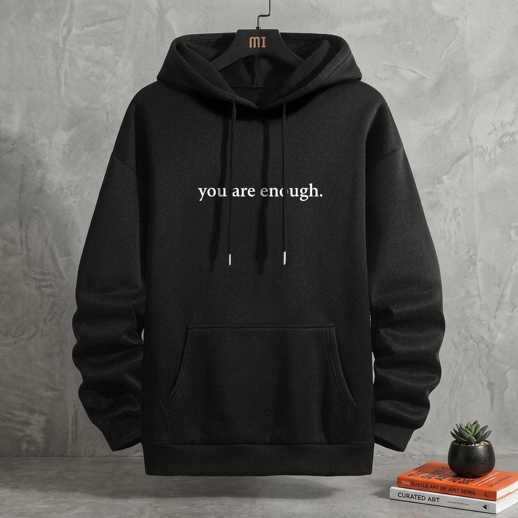 Letter Print Pocket Drawstring Graphic Hoodie