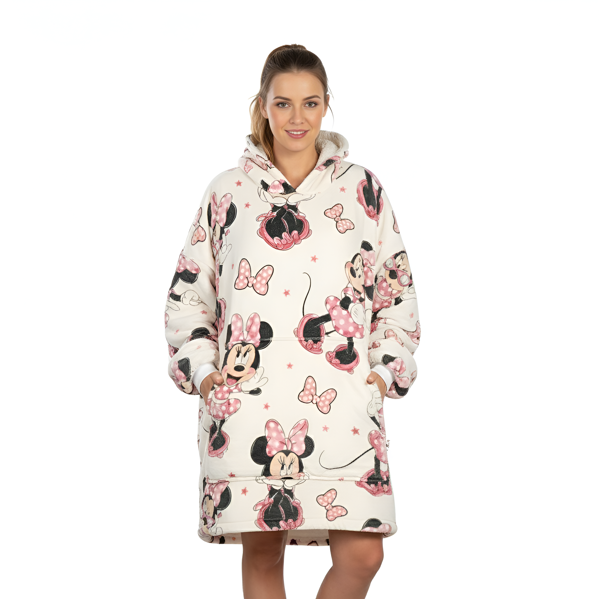 Cartoon Oversized Wearable Blanket Style Hooded Pullover