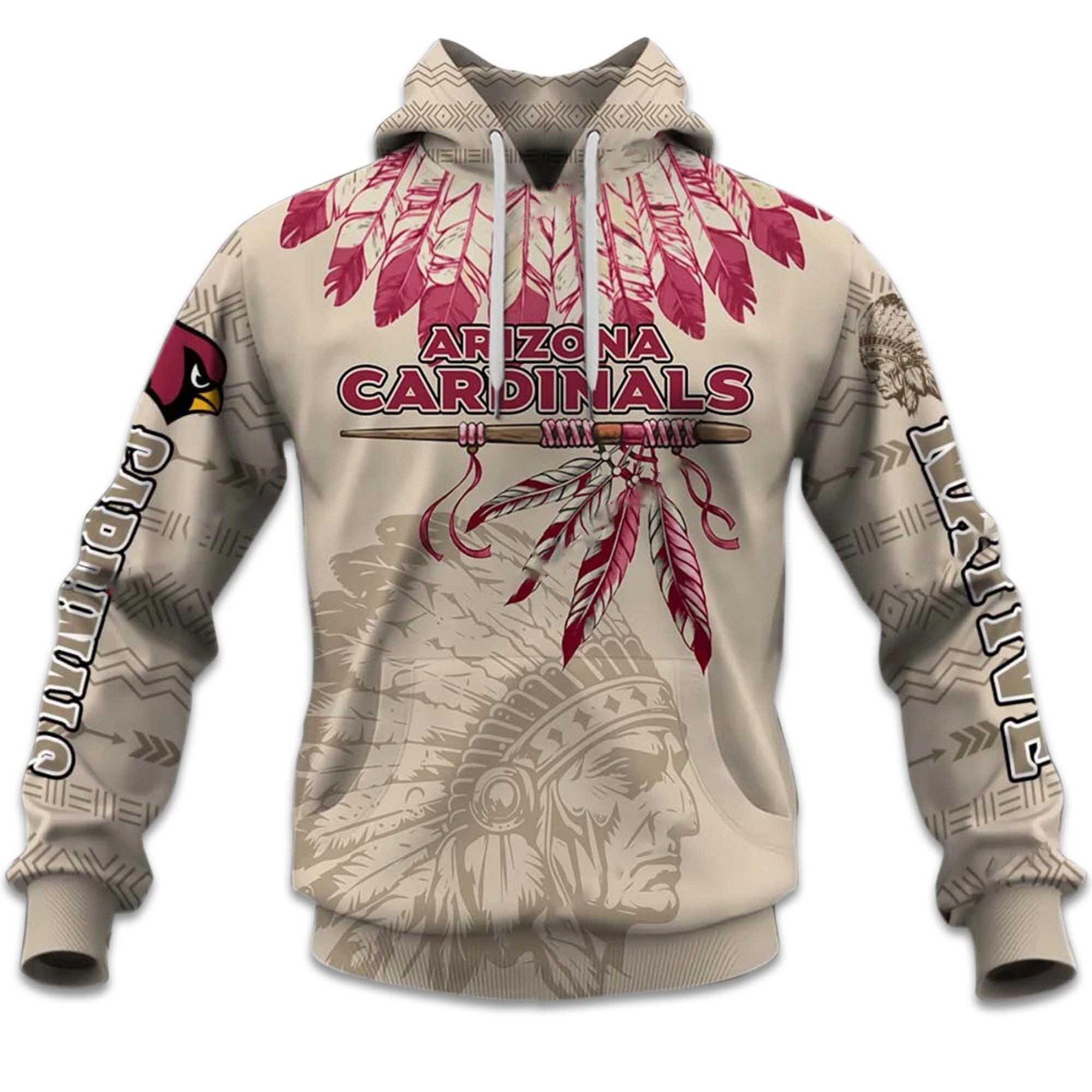 Personalized Native Heritage Themed Arizona Cardinals Football Fan Hoo