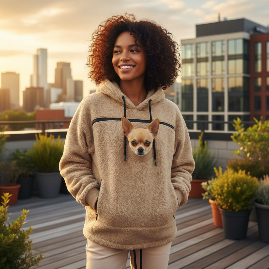 Emerald Bouclé Pet Hoodie Carrier With Pocket