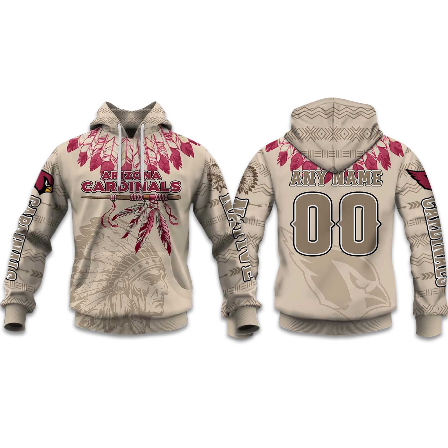 Personalized Cardinals Football Native American Heritage Hoodie