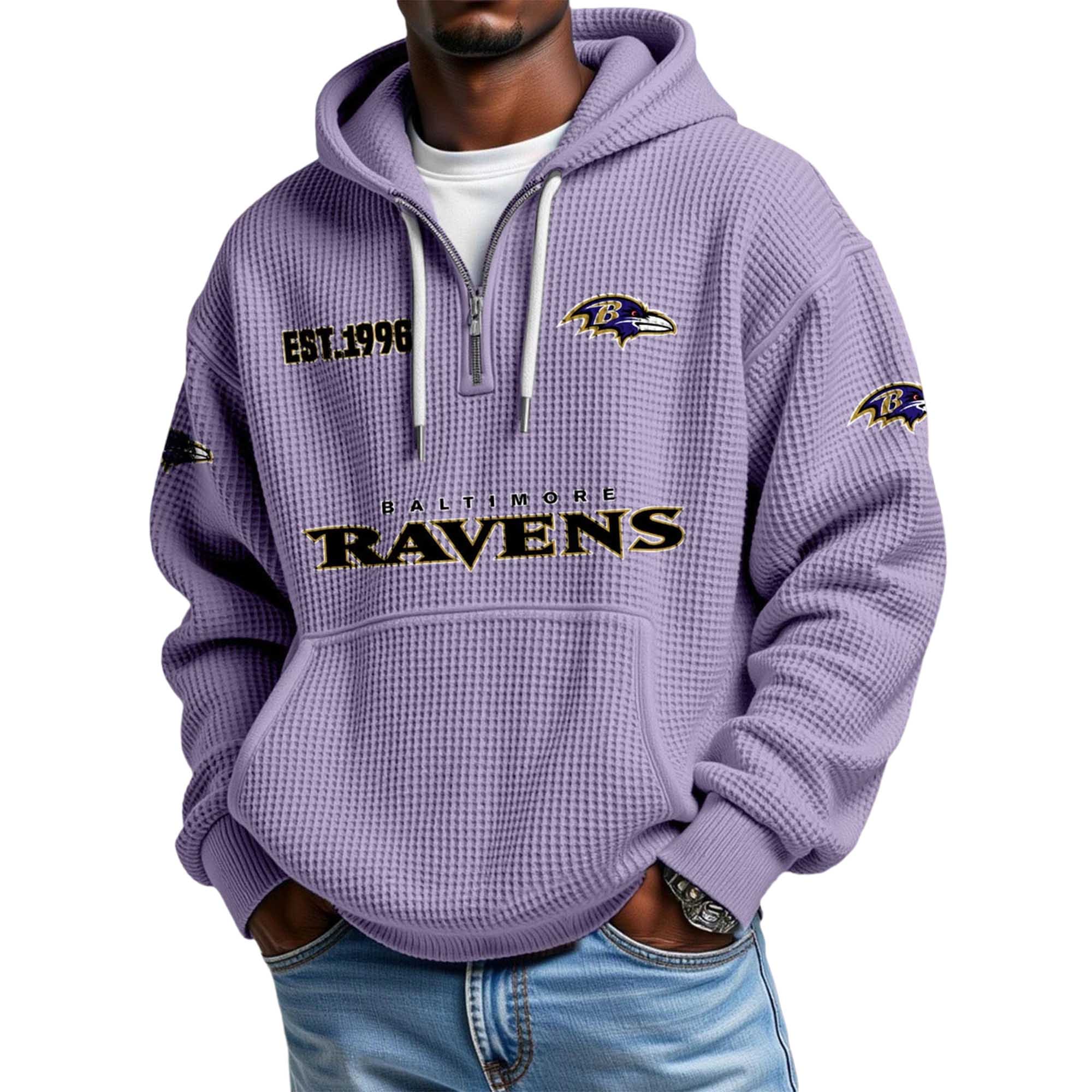 Ravens EST 1996 Quarter Zip Waffle Hoodie