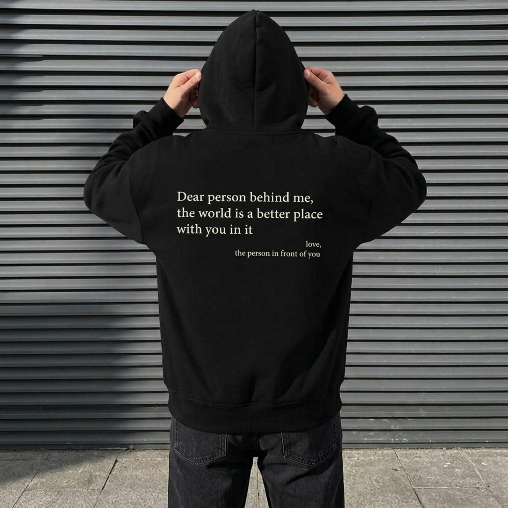 Letter Print Pocket Drawstring Graphic Hoodie