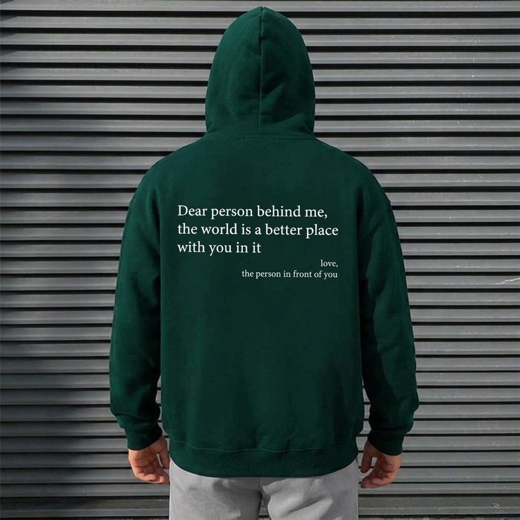 Letter Print Pocket Drawstring Graphic Hoodie