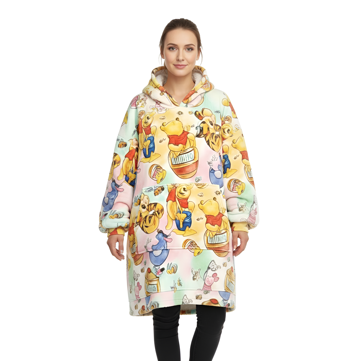 Cartoon Bear Oversized Wearable Fleece Blanket Hoodie