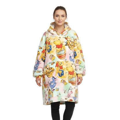 Cartoon Bear Oversized Wearable Fleece Blanket Hoodie