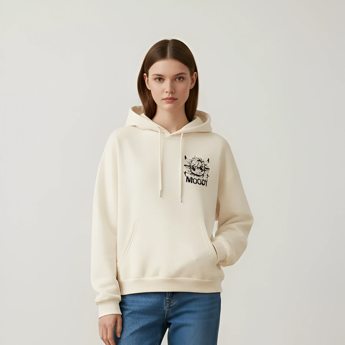 Loose Fit Highland Cow Graphic Print Plus Size Pullover Hoodie