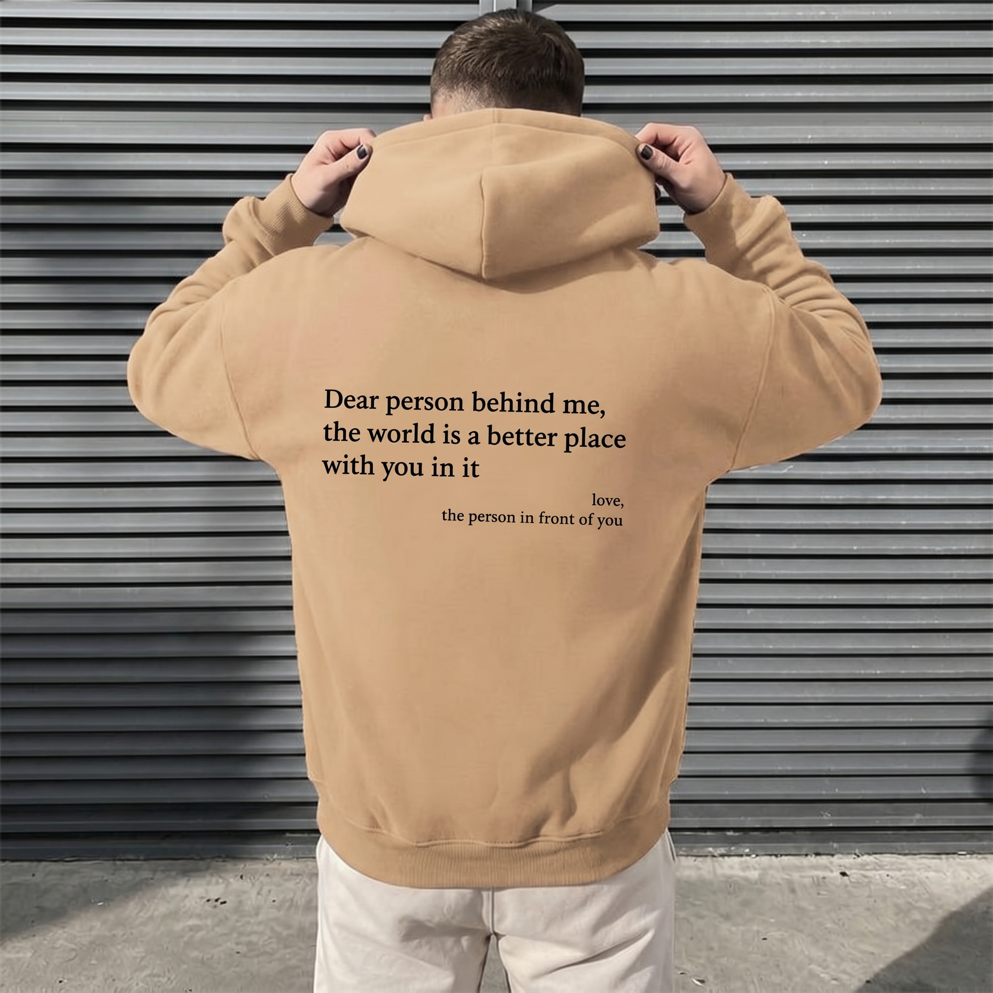 Letter Print Pocket Drawstring Graphic Hoodie