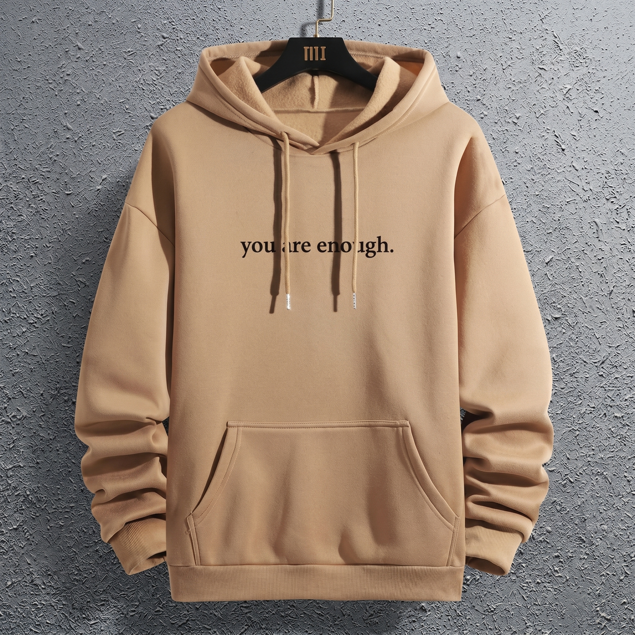 Letter Print Pocket Drawstring Graphic Hoodie