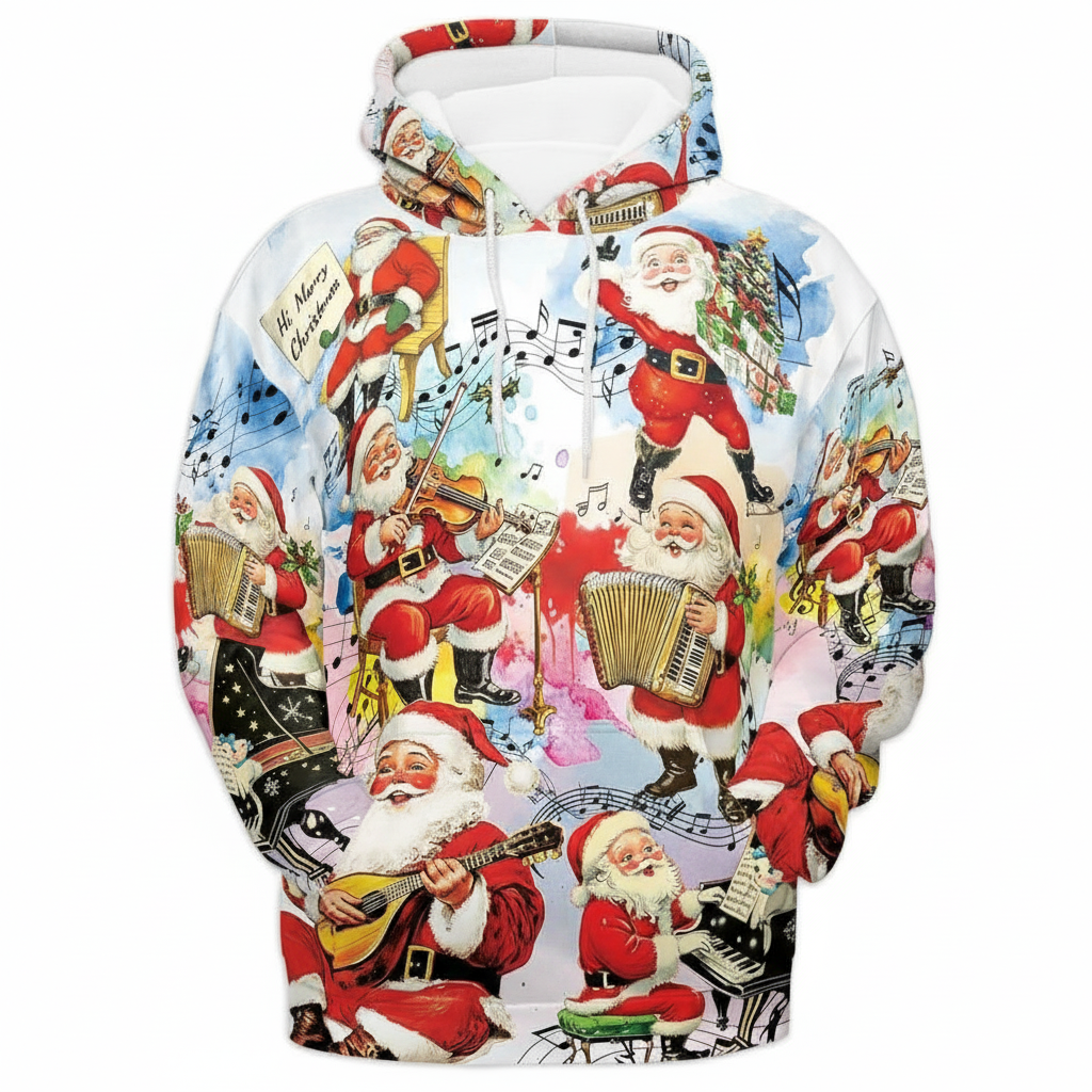 All Over Print Santa Costume Christmas Hoodie with Front Pocket