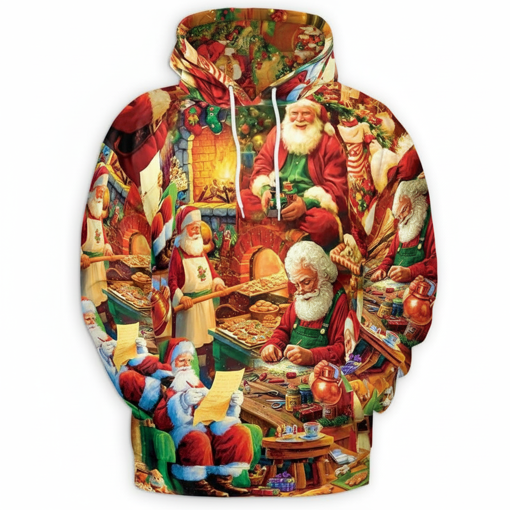 All Over Print Santa Costume Christmas Hoodie with Front Pocket