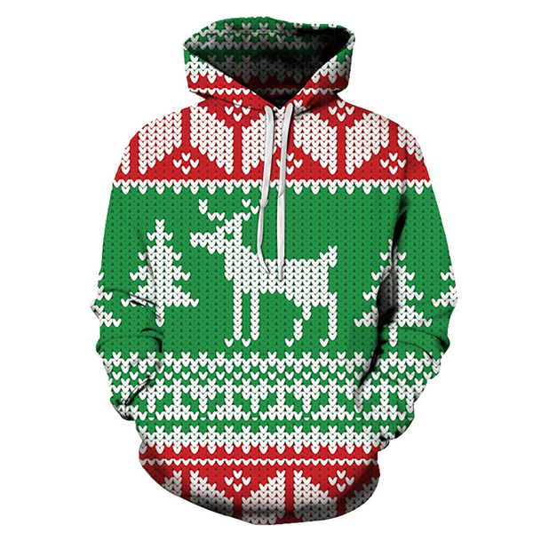 Christmas Reindeer Hoodie - Sweatshirt, Hoodie, Pullover-My 3D Hoodie