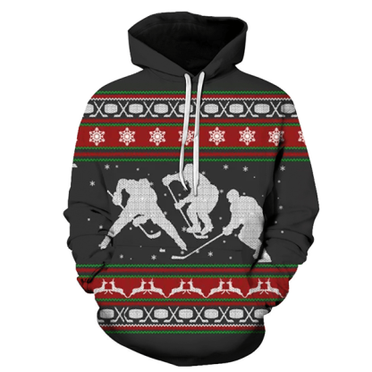 A Merry Hockey Christmas Hoodie - Sweatshirt, Hoodie, Pullover-My 3D Hoodie