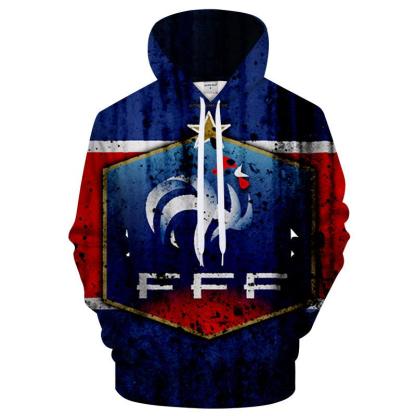 France All Blue With Logo 3D - Sweatshirt, Hoodie, Pullover-My 3D Hoodie