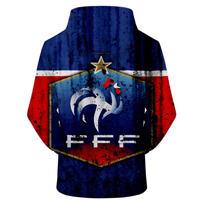 France All Blue With Logo 3D - Sweatshirt, Hoodie, Pullover-My 3D Hoodie