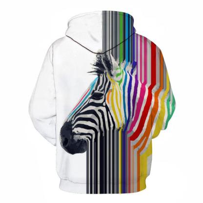 Colorful Zebra 3D - Sweatshirt, Hoodie, Pullover-My 3D Hoodie