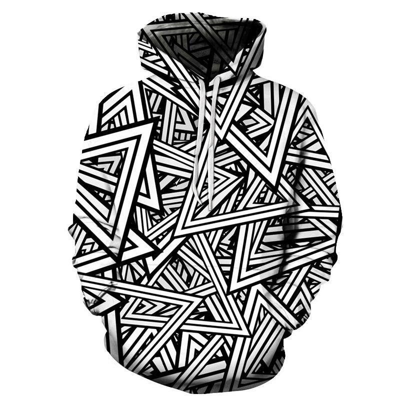 Black & White Triangles 3D - Sweatshirt, Hoodie, Pullover-My 3D Hoodie