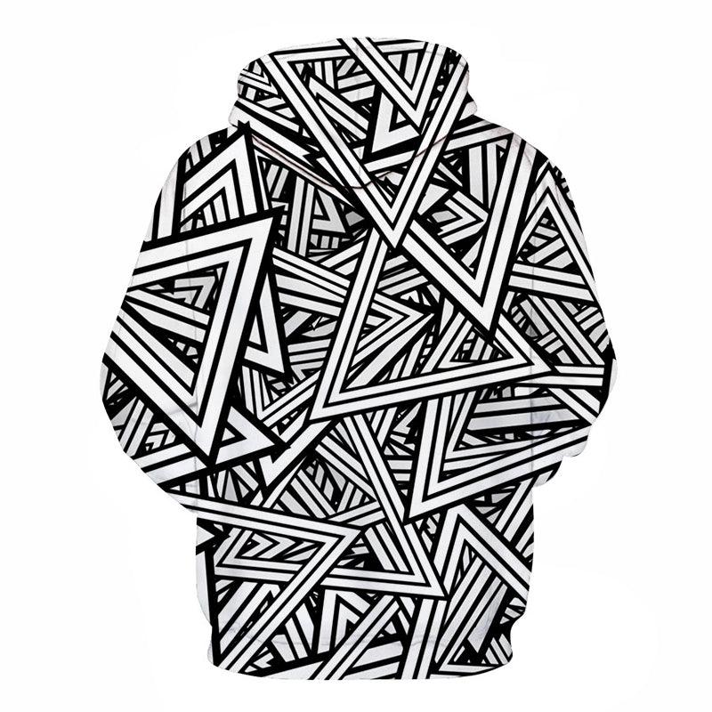 Black & White Triangles 3D - Sweatshirt, Hoodie, Pullover-My 3D Hoodie