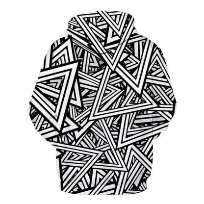 Black & White Triangles 3D - Sweatshirt, Hoodie, Pullover-My 3D Hoodie