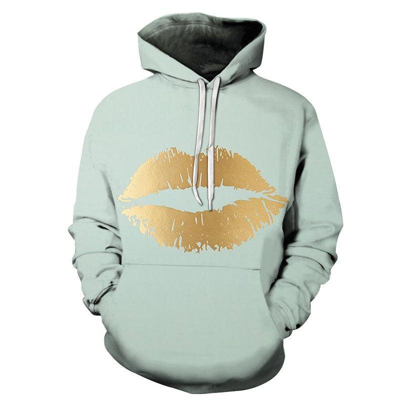 Gold Lips 3D - Sweatshirt, Hoodie, Pullover-My 3D Hoodie