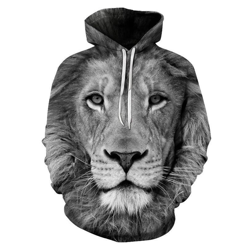 Black & White Lion 3D - Sweatshirt, Hoodie, Pullover-My 3D Hoodie