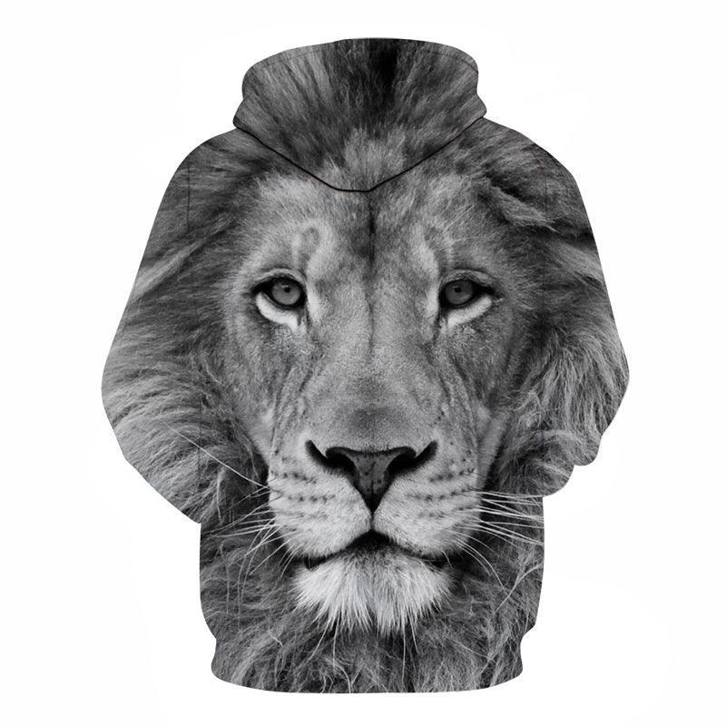 Black & White Lion 3D - Sweatshirt, Hoodie, Pullover-My 3D Hoodie