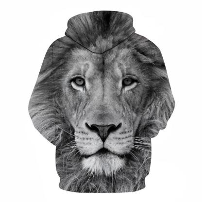 Black & White Lion 3D - Sweatshirt, Hoodie, Pullover-My 3D Hoodie