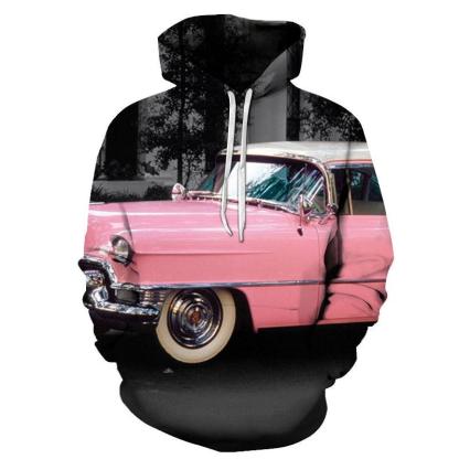 Baby Pink Vintage Car 3D - Sweatshirt, Hoodie, Pullover-My 3D Hoodie